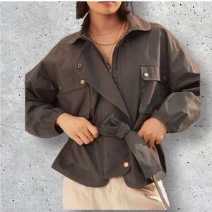 Maeve Anthropologie Olive Green Women's Belted Jacket